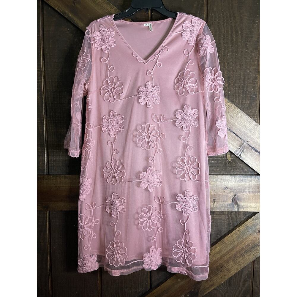 Ultra Pink Floral Lace Dress Women’s Size Medium Party Holiday Wedding Summer